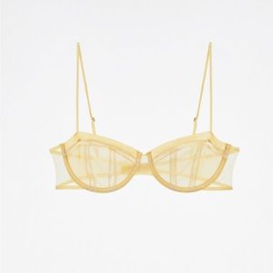 Silk mesh bra pastel yellow